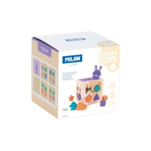milan rabbit juguete educativo de madera cubo para encajar piezas a partir de 12 meses multicolor
