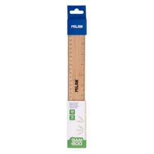 milan regla de 30cm bambu gruesa centimetros y pulgadas color madera claro