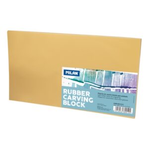 milan rubber carving block plancha de grabado caucho suave formato l 28x15.5x0.7cm color marron