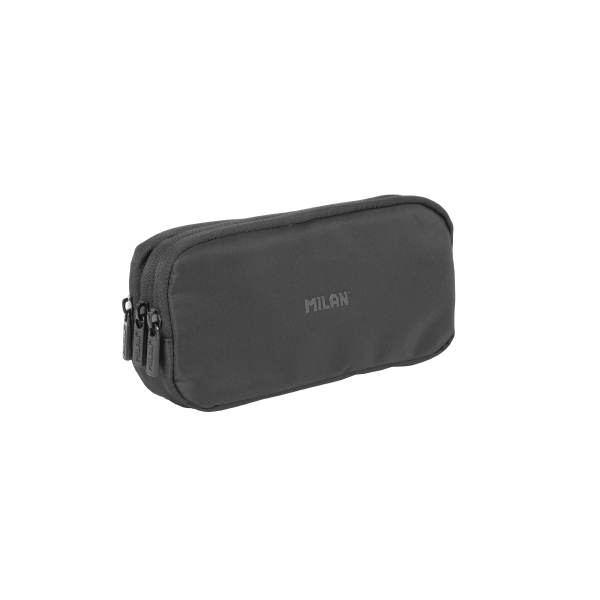 milan shadow estuche portatodo cremallera 3 compartimentos 22x11x6.5cm color negro