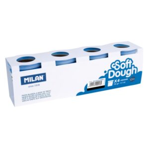 milan soft dough pack de 4 botes de pasta blanda 100% vegetal moldeable sin residuos colores mezclables 116g por unidad color negro