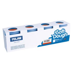 milan soft dough pack de 4 botes de pasta blanda 100% vegetal moldeable sin residuos colores mezclables 116g por unidad color rojo