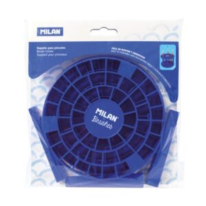 milan soporte para pinceles con 49 agujeros desmontable 3 patas 14.5x10cm color azul marino