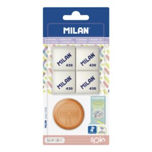 milan spin new look pack de sacapuntas + 4 gomas 430 colores surtidos