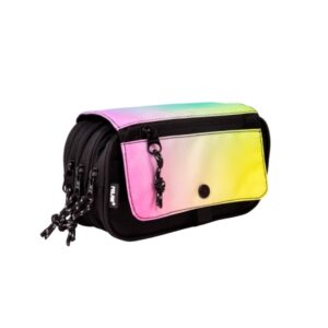 milan sunset estuche portatodo con solapa cremallera 4 compartimentos 13x24x10cm multicolor