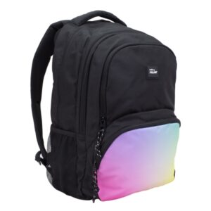 milan sunset mochila escolar 25l bolsillos laterales de malla compartimento interior para portatil 4 cremalleras 46.5x30x17cm color negro