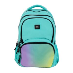 milan sunset mochila escolar 25l bolsillos laterales de malla compartimento interior para portatil 4 cremalleras 46.5x30x17cm color verde