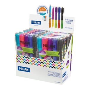 milan sway combi duo expositor con 10 estuches de 5 boligrafos de bola retractiles punta redonda 1mm doble punta intercambiable colores surtidos