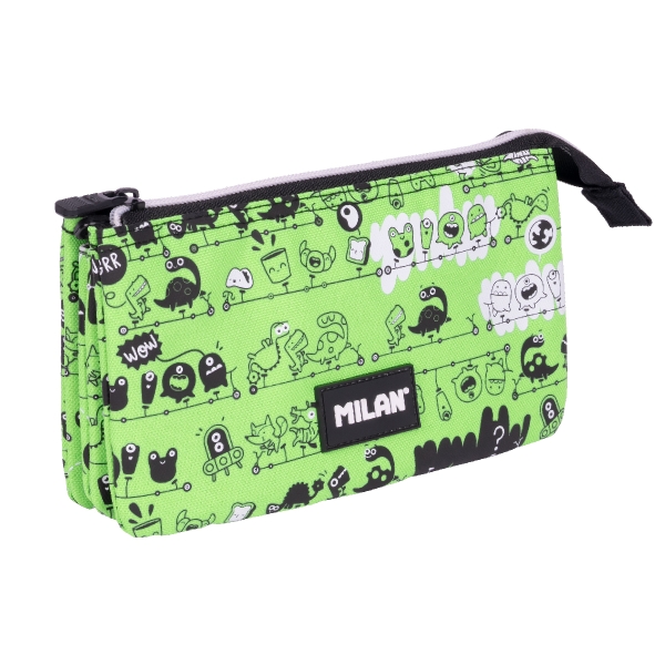 milan tandem 2 estuche portatodo 5 compartimentos 22x12x4cm color verde