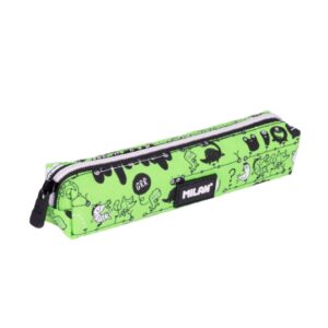 milan tandem 2 mini estuche portatodo redondo cierre de cremallera 20.5x4.5x5cm color verde
