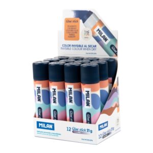 milan the fun expositor con 12 barras de pegamento 21g multiusos multisuperficies sin disolventes uso escolar multicolor