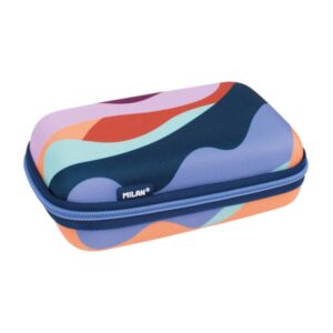 milan the fun pack de 2 estuches con goma de borrar semirigido sacapuntas lapiz 3 boligrafos regla 6 lapices de colores metalizados multicolor