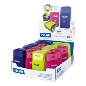 milan tri acid expositor con 16 afilaborras goma triangular deposito integrado cuchilla de acero de seguridad colores surtidos
