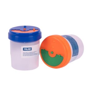 milan vaso para limpieza de pinceles antivuelco con tapa transparente color transparente