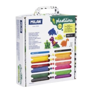 milan wild life pack de 12 barritas de plastilina de colores 100% vegetal muy moldeable no se seca colores mezclables maletin con herramientas y piezas colores surtidos