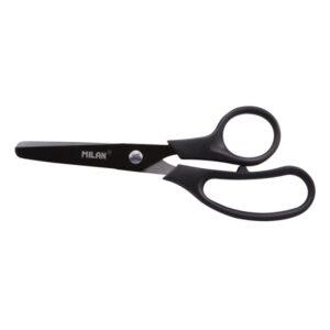 milan basic colours tijeras de 13.4cm mango ergonomico punta redondeada hoja de acero inoxidable color negro