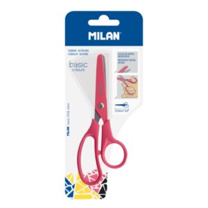 milan basic colours tijeras de 13.4cm mango ergonomico punta redondeada hoja de acero inoxidable color rojo