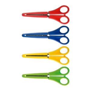 milan tijeras con funda regla integrada de 5cm punta redondeada acero inoxidable de 14.7cm colores surtidos