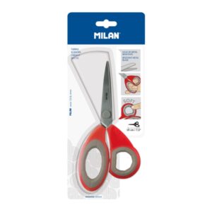 milan tijeras de oficina de 19cm mango ergonomico hoja de acero inoxidable color rojo