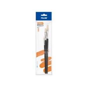 milan 501 pack de 3 pinceles planos formatos surtidos color negro