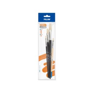 milan 501 pack de 3 pinceles planos incluye 1 pincel serie 524 numero 8 formatos surtidos color negro