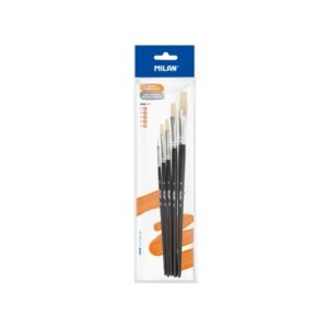 milan 501 pack de 5 pinceles planos formatos surtidos color negro