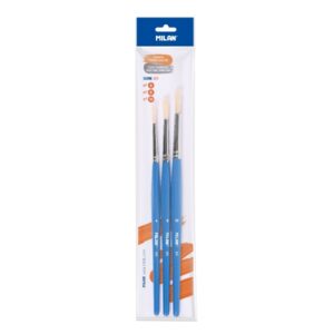 milan 511 pack de 3 pinceles escolares para cola y tempera formatos surtidos color verde