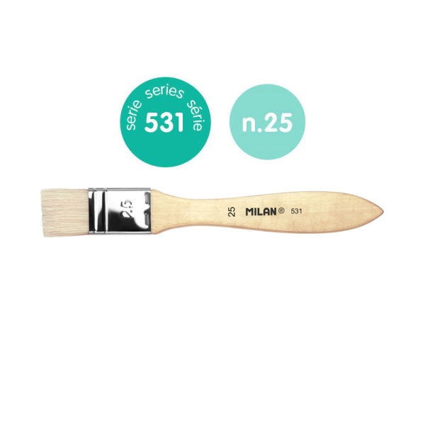 milan 531 paletina para barnices y oleo de 25mm cerda natural mango corto color madera claro