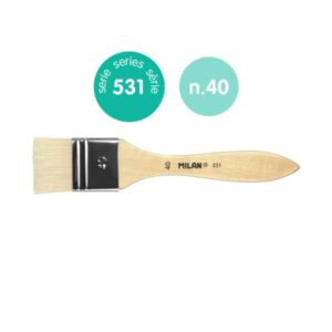 milan 531 paletina para barnices y oleo de 40mm cerda natural mango corto color madera claro