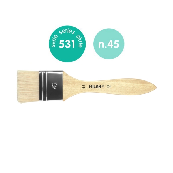 milan 531 paletina para barnices y oleo de 45mm cerda natural mango corto color madera claro