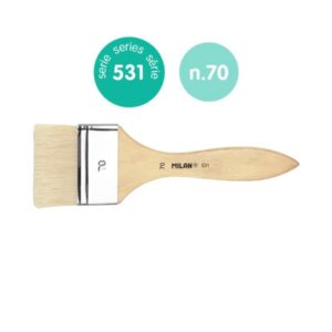 milan 531 paletina para barnices y oleo de 70mm cerda natural mango corto color madera claro