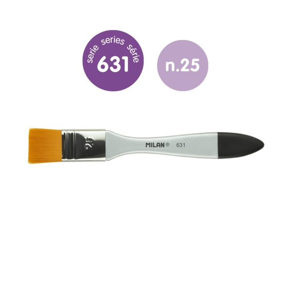 milan 631 premium synthetic paletina de 25mm pelo sintetico mango de madera barnizada color plata