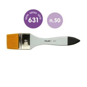 milan 631 premium synthetic paletina de 50mm pelo sintetico mango de madera barnizada color plata