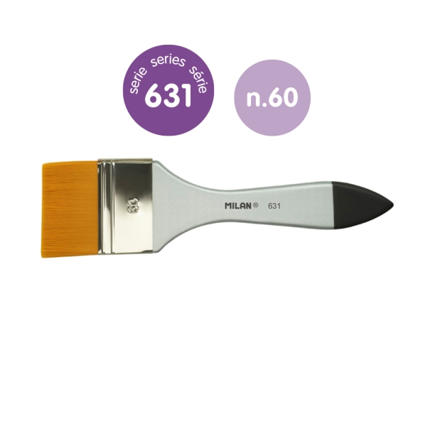 milan 631 premium synthetic paletina de 60mm pelo sintetico mango de madera barnizada color plata