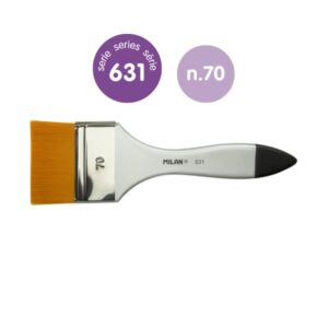 milan 631 premium synthetic paletina de 70mm pelo sintetico mango de madera barnizada color plata