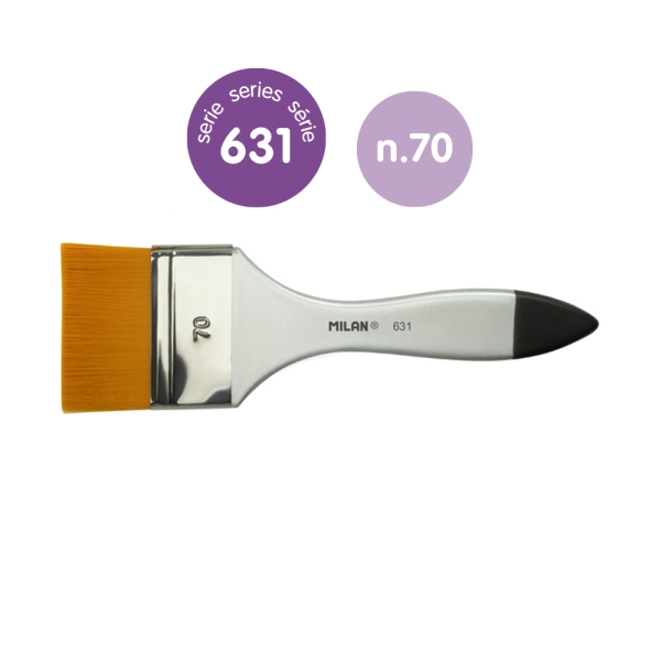 milan 631 premium synthetic paletina de 70mm pelo sintetico mango de madera barnizada color plata