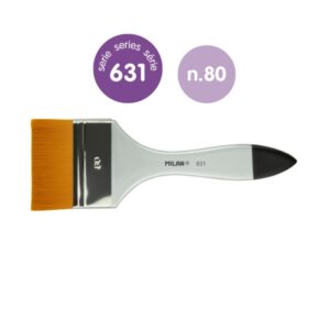 milan 631 premium synthetic paletina de 80mm pelo sintetico mango de madera barnizada color plata