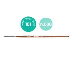 milan 101 pack de 12 pinceles escolares redondos numero 000 bolsa con colgador pelo de cabra y sintetico color madera oscuro