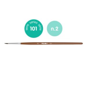 milan 101 pack de 12 pinceles escolares redondos numero 2 bolsa con colgador pelo de cabra y sintetico color madera oscuro