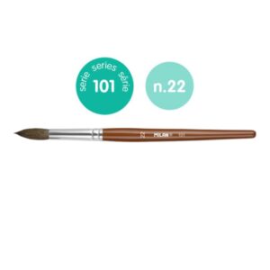 milan 101 pack de 3 pinceles escolares redondos numero 22 bolsa con colgador pelo de cabra y sintetico color madera oscuro