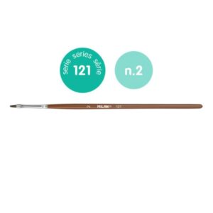 milan 121 pack de 12 pinceles escolares planos numero 2 bolsa con colgador pelo de cabra y sintetico color madera oscuro