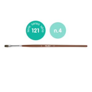 milan 121 pack de 12 pinceles escolares planos numero 4 bolsa con colgador pelo de cabra y sintetico color madera oscuro