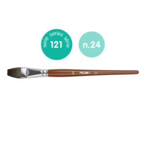 milan 121 pack de 3 pinceles escolares planos numero 24 bolsa con colgador pelo de cabra y sintetico color madera oscuro