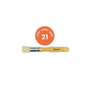 milan 21 pack de 3 pinceles para estarcido bolsa con colgador pelo corto mango grueso color madera claro