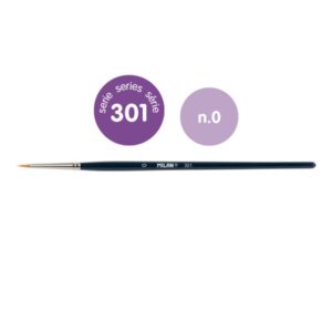 milan 301 pack de 12 pinceles para trabajos finos numero 0 bolsa con colgador pelo sintetico color negro