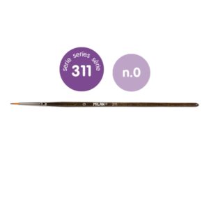 milan 311 pack de 12 pinceles redondos numero 0 bolsa con colgador pelo sintetico color madera oscuro