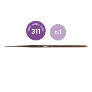 milan 311 pack de 12 pinceles redondos numero 1 bolsa con colgador pelo sintetico color madera oscuro