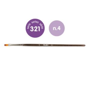 milan 321 pack de 12 pinceles planos numero 4 bolsa con colgador pelo sintetico color madera oscuro