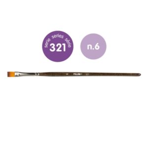 milan 321 pack de 12 pinceles planos numero 6 bolsa con colgador pelo sintetico color madera oscuro