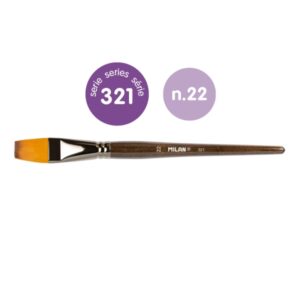 milan 321 pack de 2 pinceles planos numero 22 bolsa con colgador pelo sintetico color madera oscuro